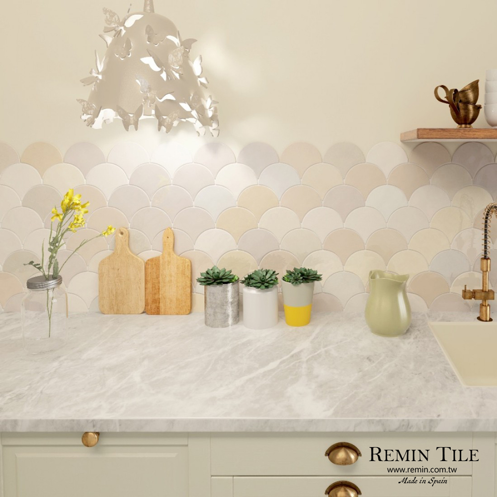 窯變馬賽克 造型磚 人魚之鱗｜西班牙進口石英磚｜廚房浴室壁磚