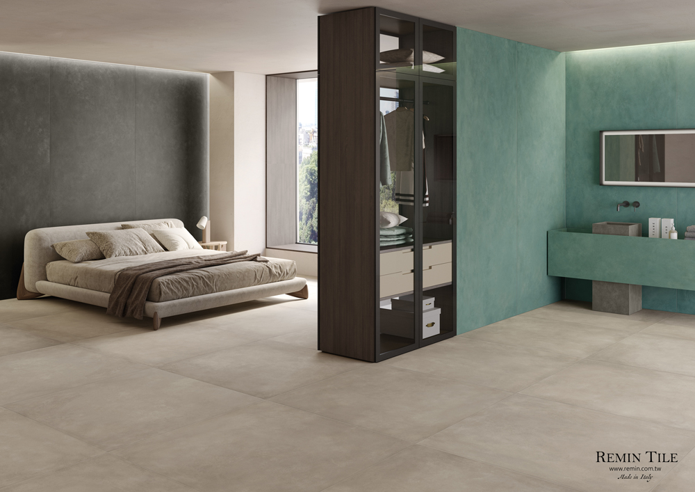 清水模磚 媚影｜義大利進口 60×120 石英磚｜極簡工業風牆地板設計