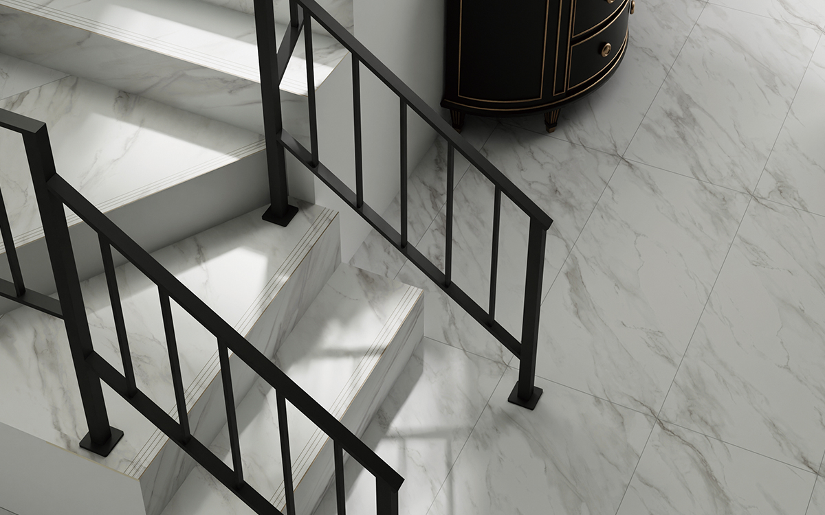 樓梯磚 平步青雲｜48x120cm / 48x105cm 防滑石英磚 大理石紋踏板