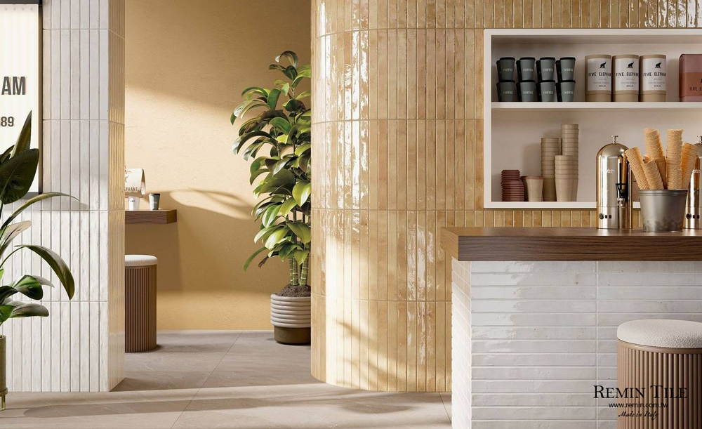 長形地鐵磚 窯變馬賽克 義大利進口 4.8*45 黃色 餐廳壁磚 亮面