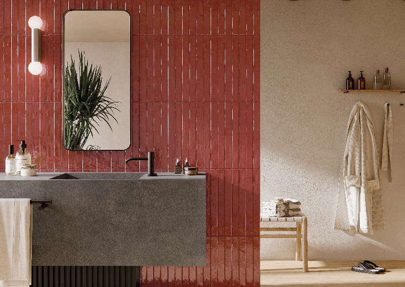 長形地鐵磚 窯變馬賽克 義大利進口 4.8*45 紅色 浴室壁磚 亮面