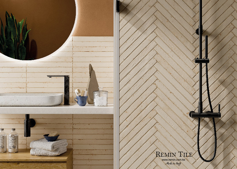 長形地鐵磚 窯變馬賽克 義大利進口 4.8*45 米色 浴室壁磚 霧面