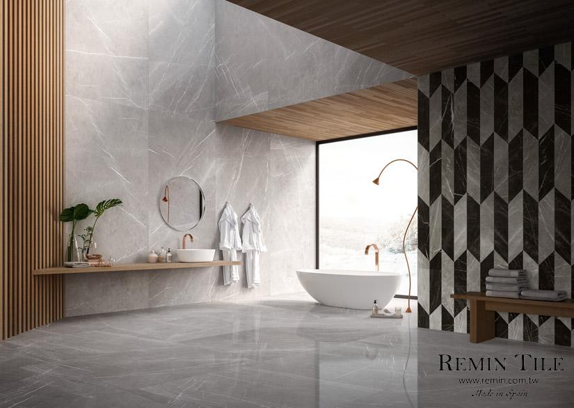 帝璽灰 石紋大板磚 石破天驚 西班牙 120x278 石英磚 浴室地磚 浴室壁磚 挑高壁磚 灰色