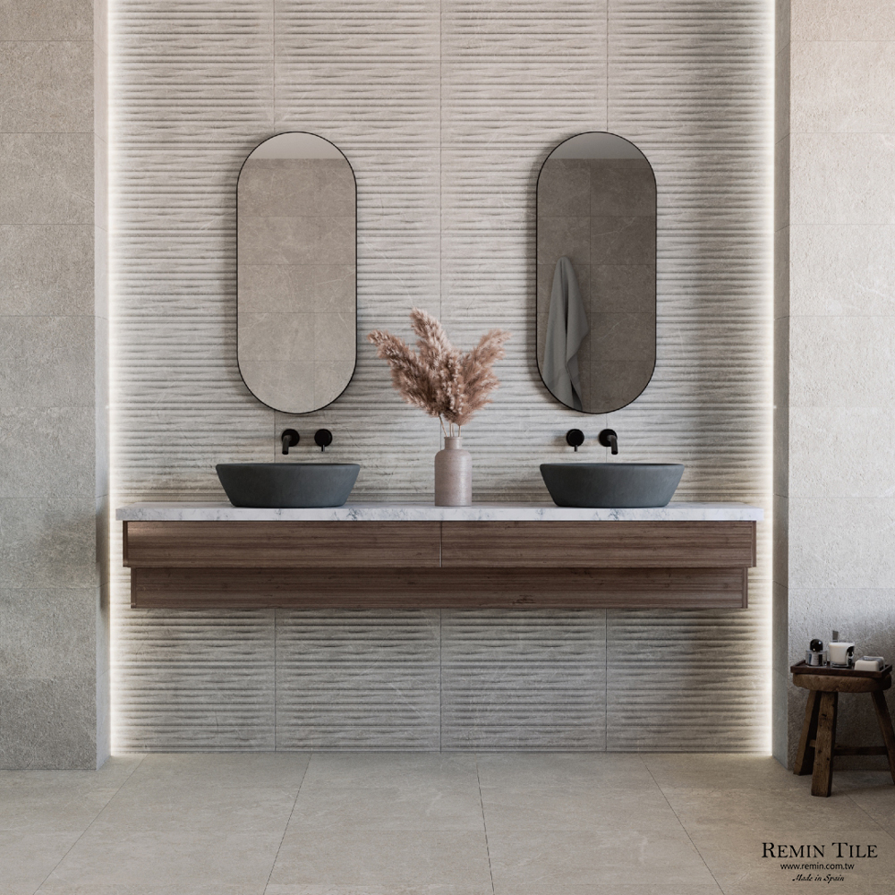 石紋 立體磚 艾斯卡諾｜多尺寸地壁磚 米灰棕三色 西班牙