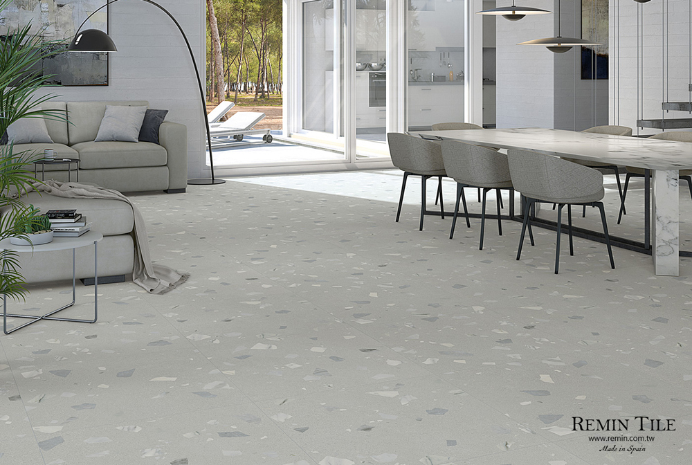 磨石磚 白石清泉｜西班牙80×80石英磚｜大石紋地磚壁磚