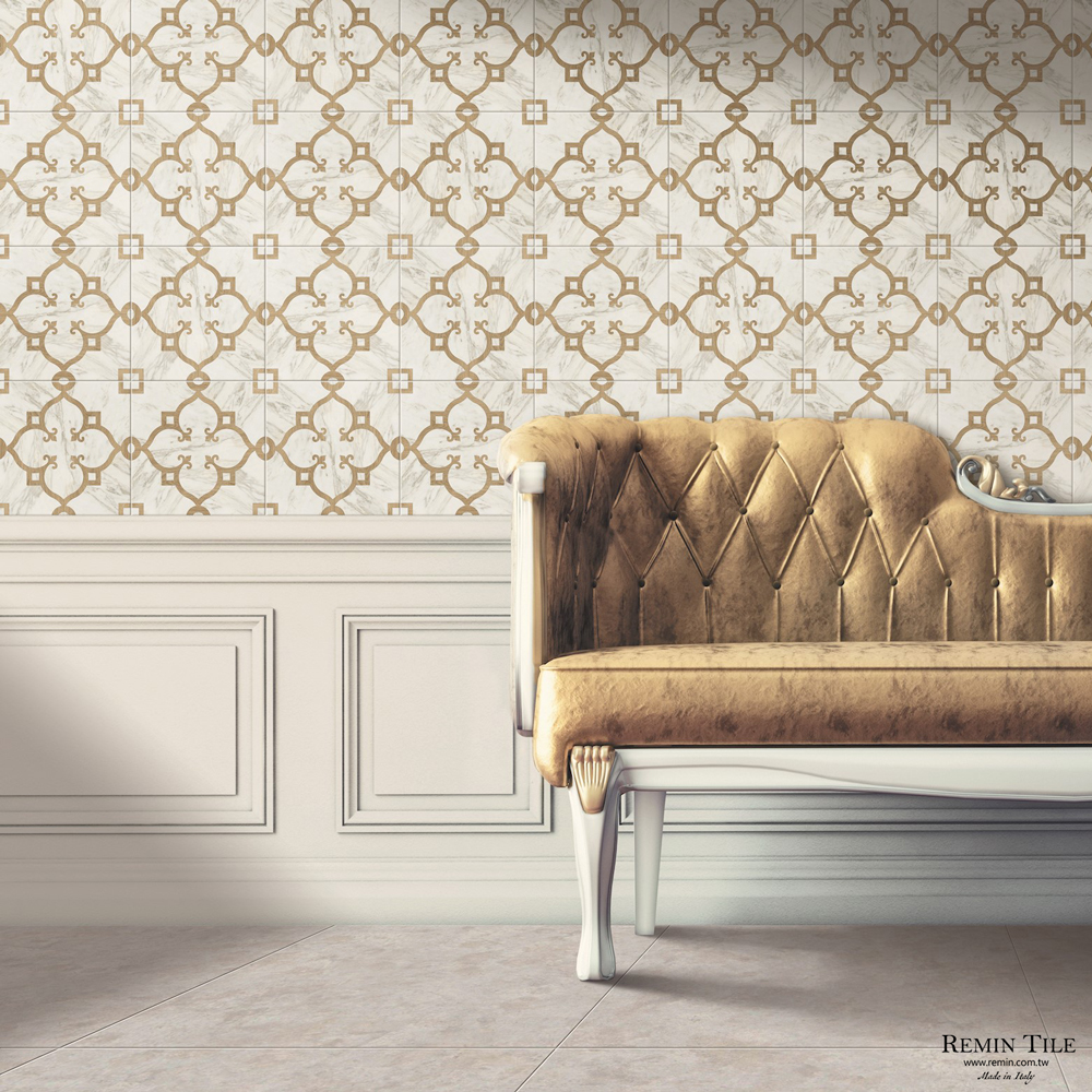 花磚 地毯磚 洛可可｜25x25cm 義大利大理石紋拼接木紋