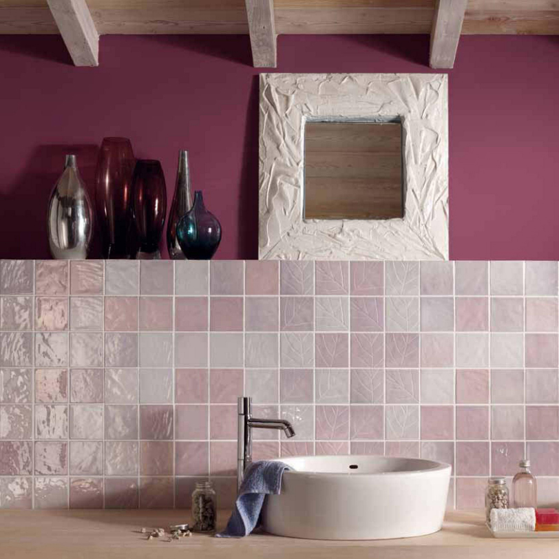 馬賽克 立體花磚 霓虹｜10x10cm 粉色藍色石英磚 義大利壁磚