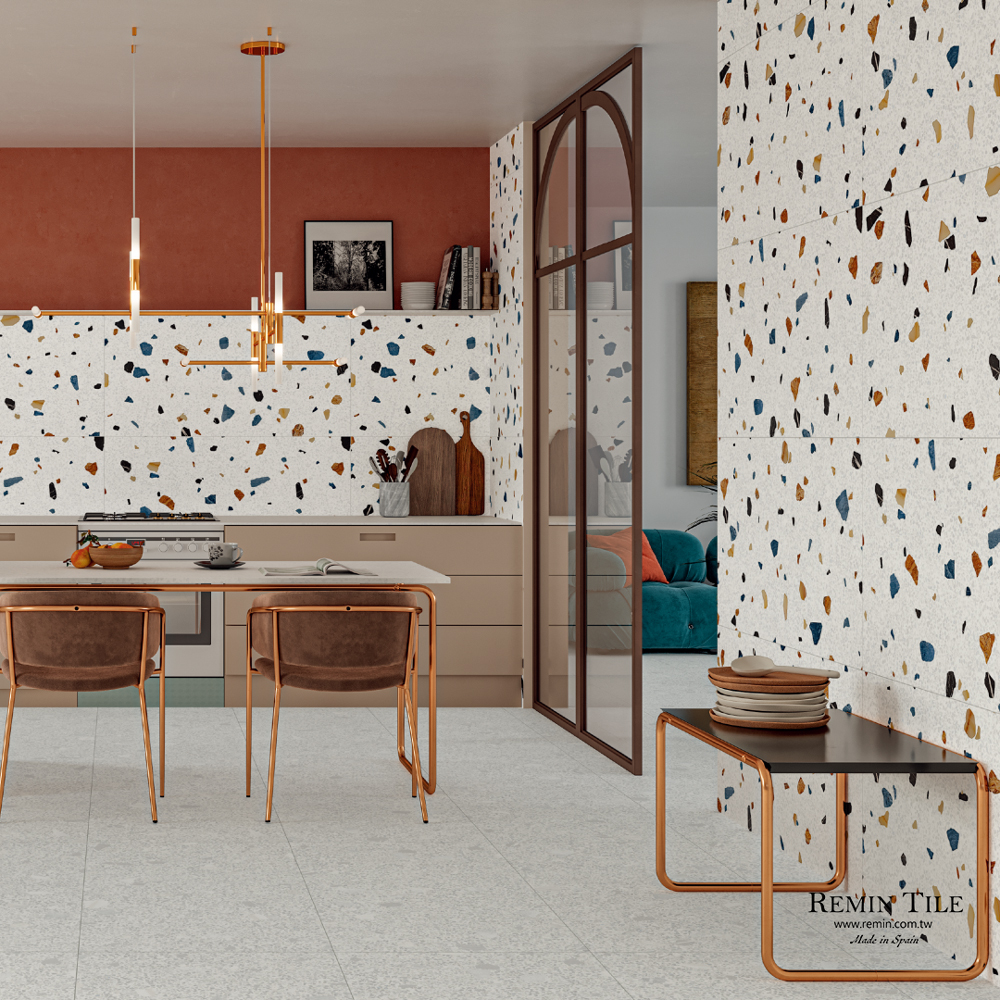 水磨石 立體 星糖｜西班牙進口石英磚｜地壁通用 廚房浴室設計首選