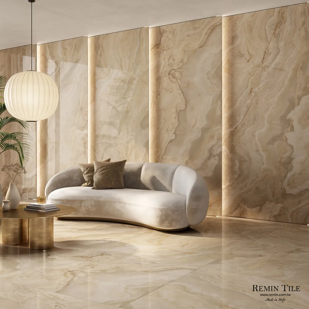 歐霓斯 橘 大理石紋大板磚｜義大利120×280石英磚｜商空豪宅地壁