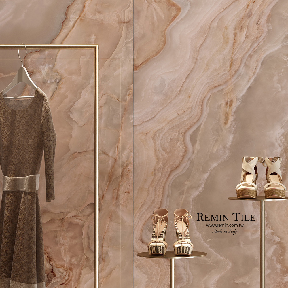 歐霓斯 粉 大理石紋磚｜義大利60×120粉色石英磚 ｜商空豪宅壁磚