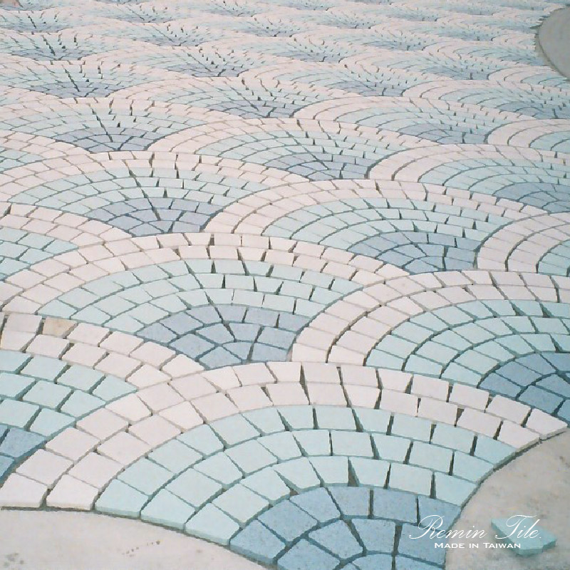 車道磚 扇型窯燒花崗磚｜人行步道磚｜耐磨防滑戶外地磚