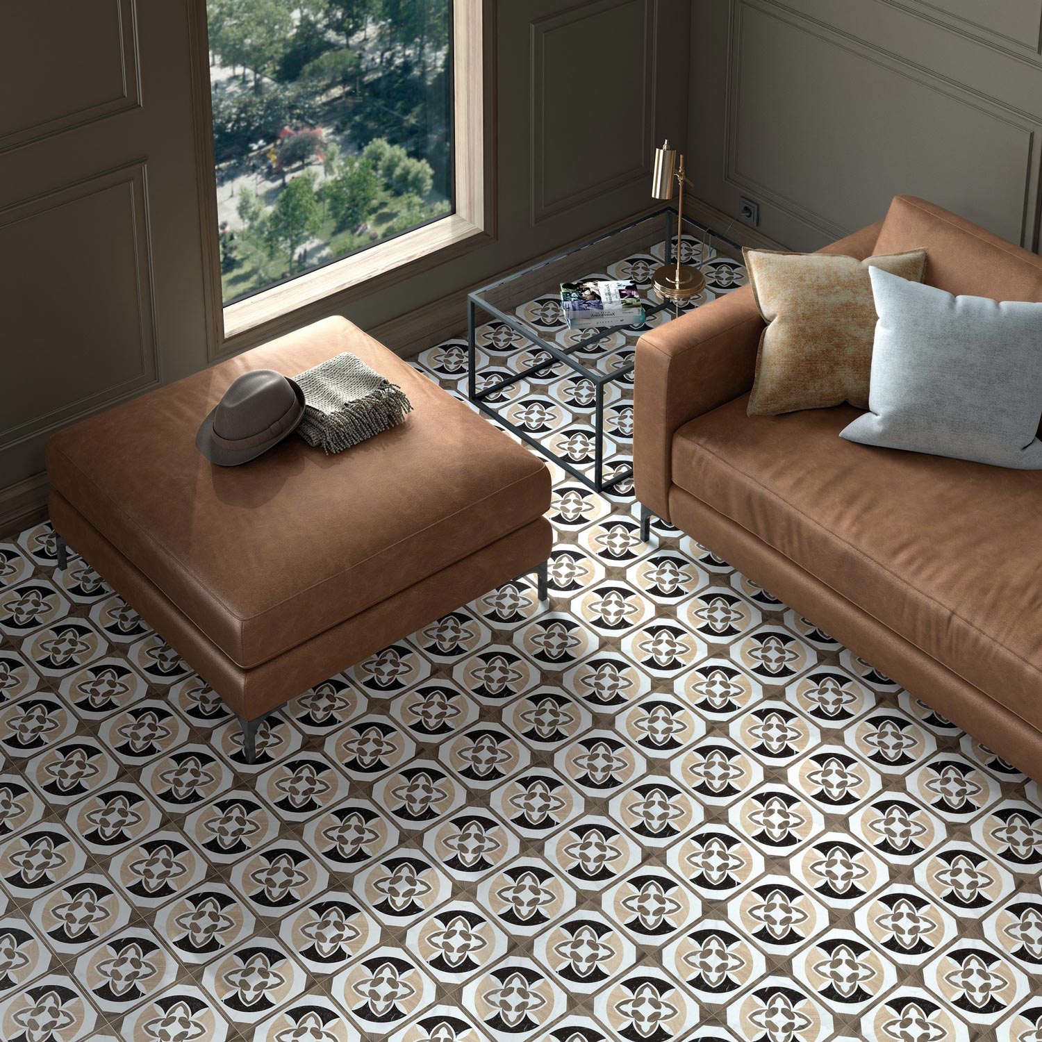 大理石崁木紋花磚 饗宴 客廳地磚 20*20