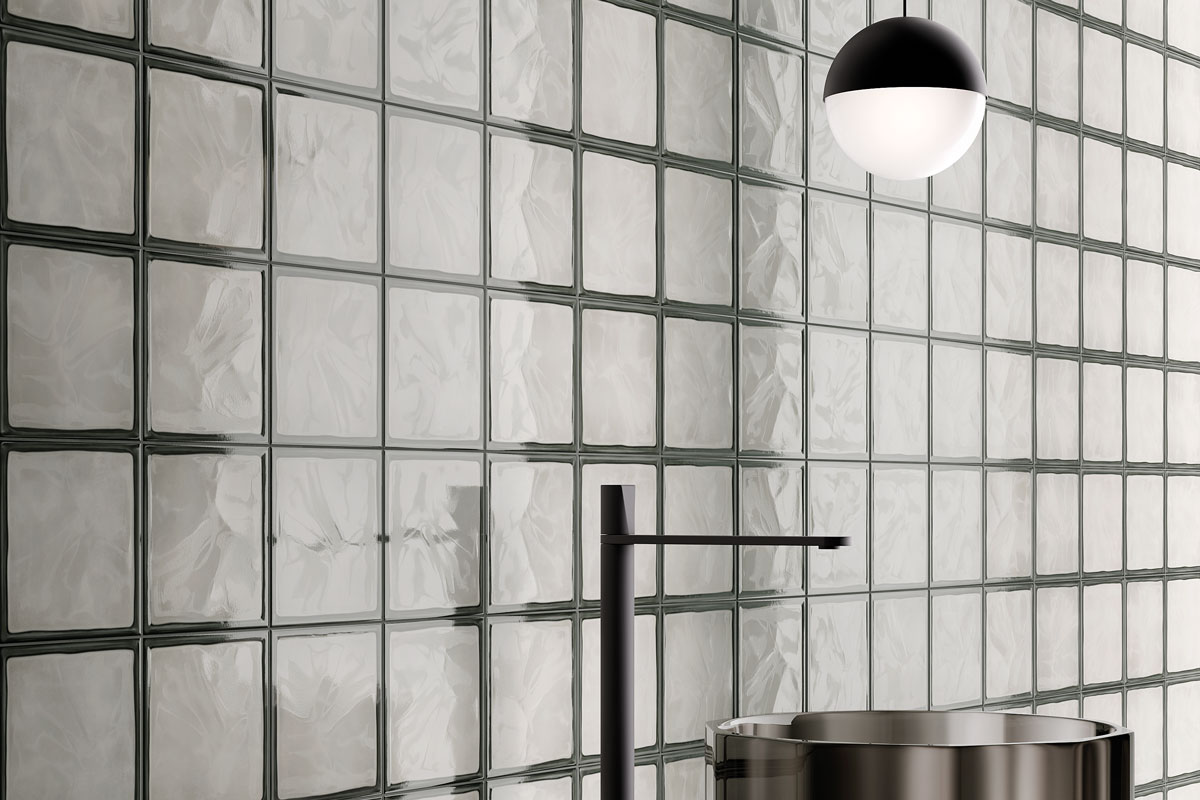 仿玻璃花磚水樣波紋應用於浴室牆面設計