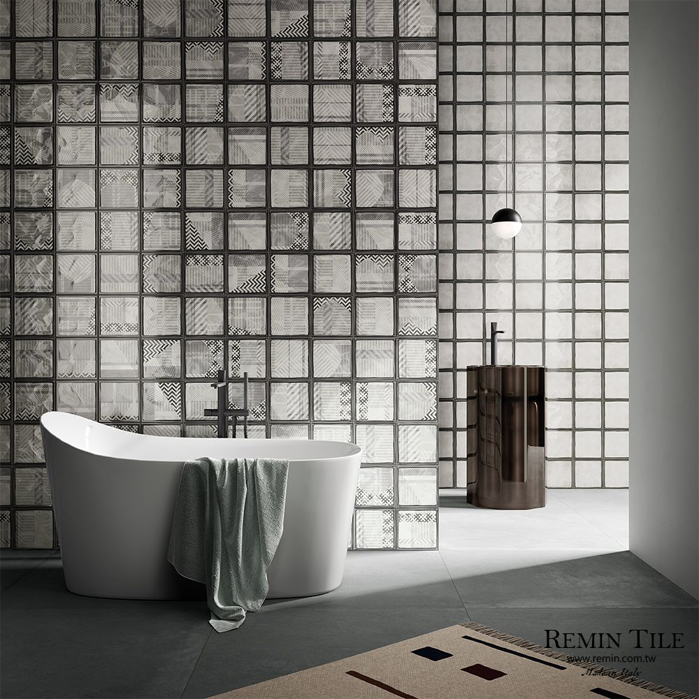 仿玻璃花磚水樣波紋應用於浴室牆面設計