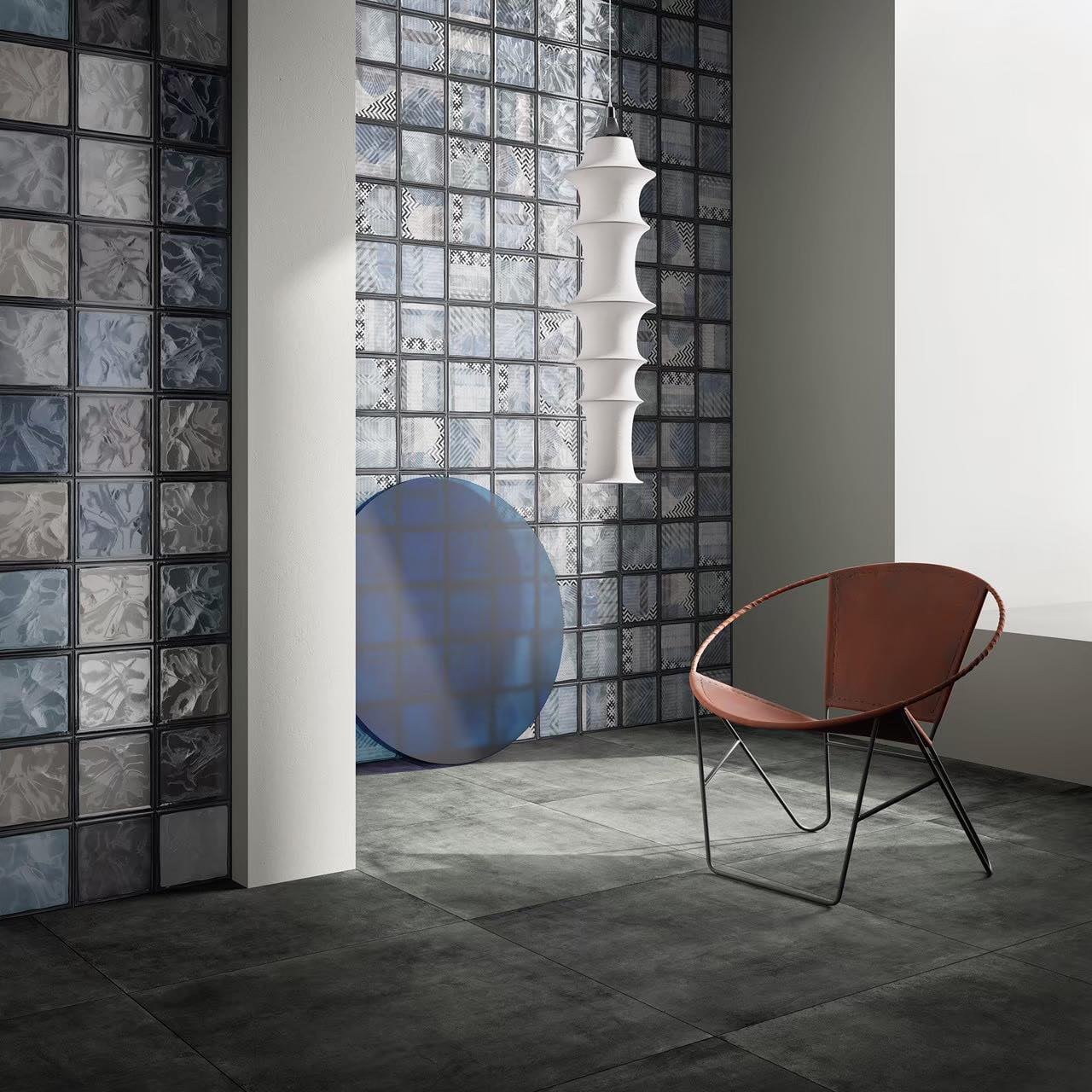 仿玻璃花磚水樣波紋牆面設計