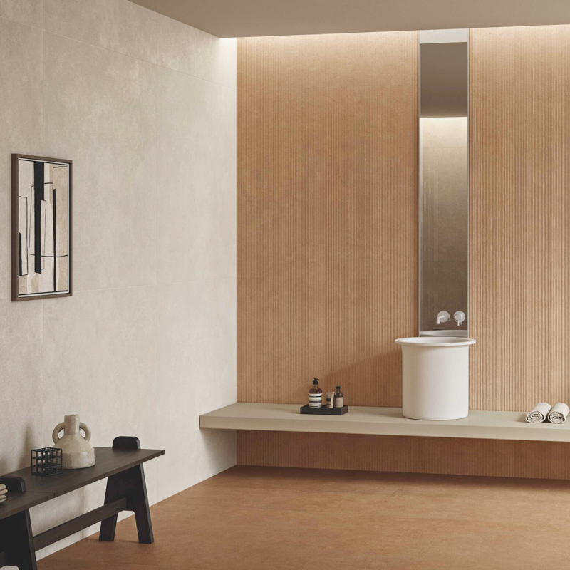 清水模磚 映土｜義大利進口石英磚 60×120㎝｜霧面立體橫紋