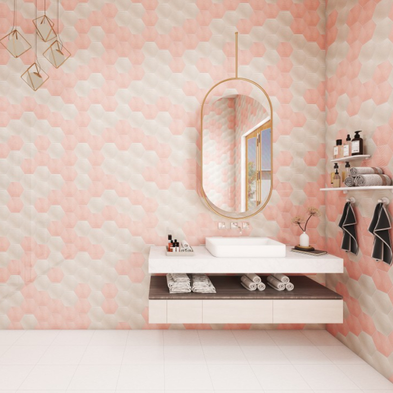 立體六角磚-德克斯科 | 巴西進口石英磚 | 浴室 廚房 特色牆設計