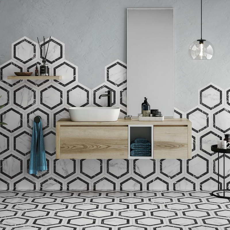 石紋六角磚 路米亞系列 | 28.5x33cm 西班牙石英磚 | 廚房 浴室