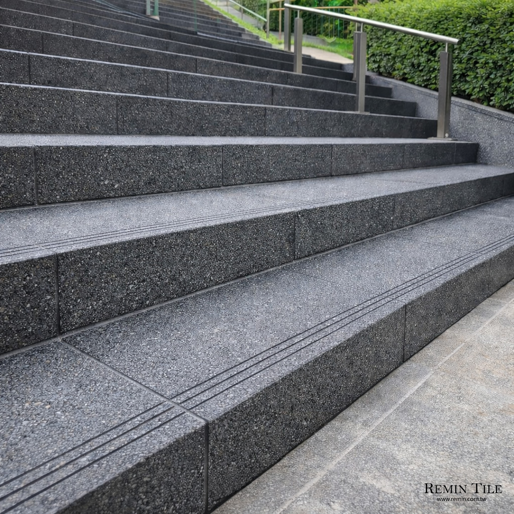 樓梯磚加工｜30×60窯燒花崗｜止滑溝槽踏階
