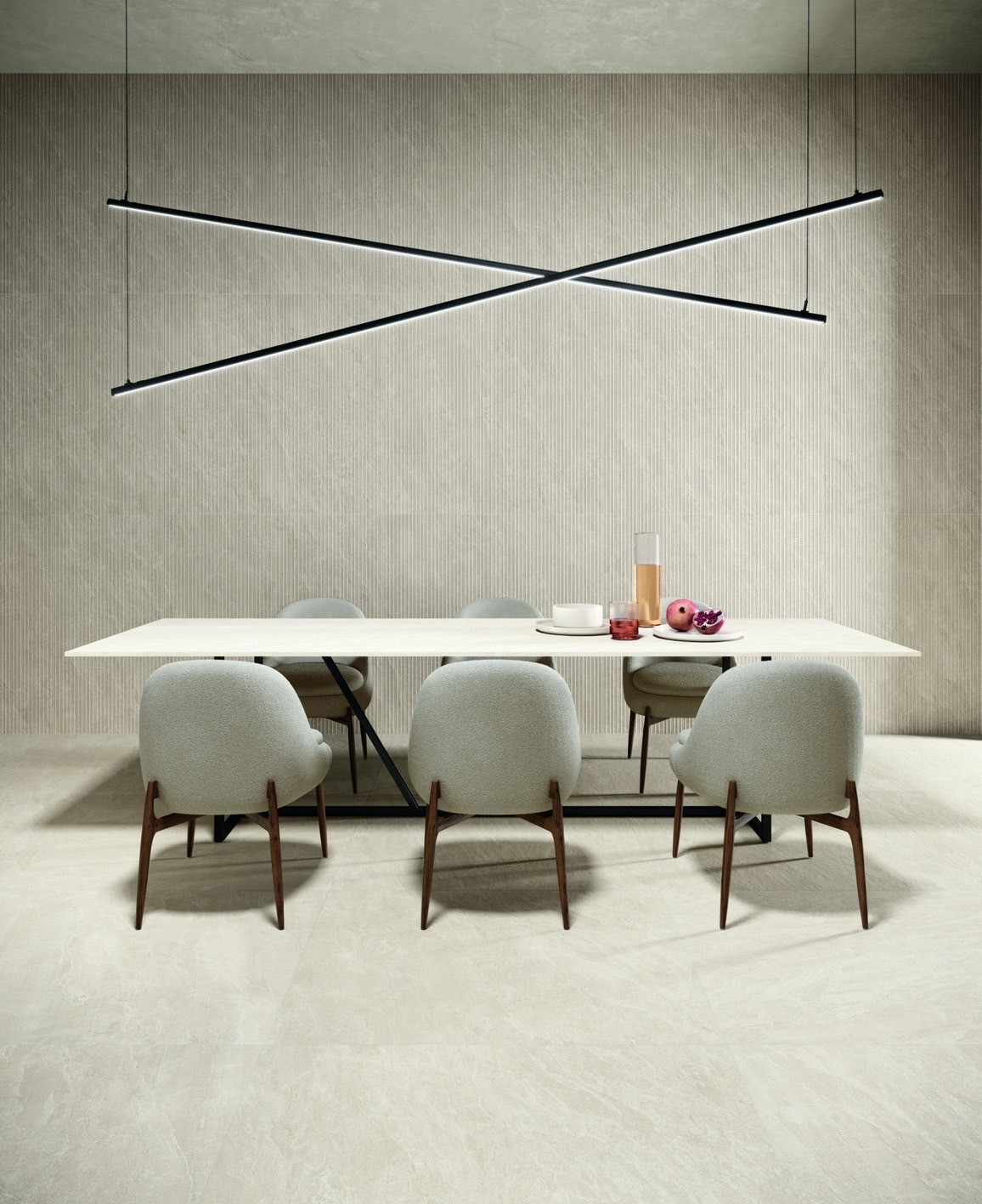 立體板岩大板磚黛石應用於餐廳牆面地面設計