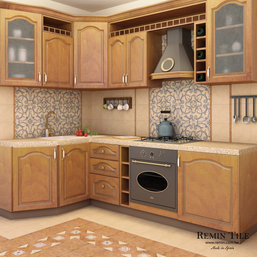 小步舞曲 復古花磚 線條 腰帶陶磚 ｜西班牙製 20x20cm｜廚房磚