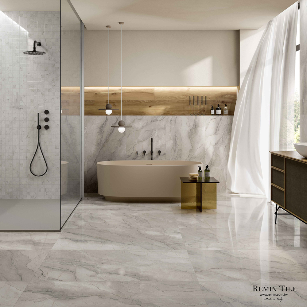 灰岩玫瑰 大理石紋薄大板｜義大利120×280石英磚｜地磚壁磚