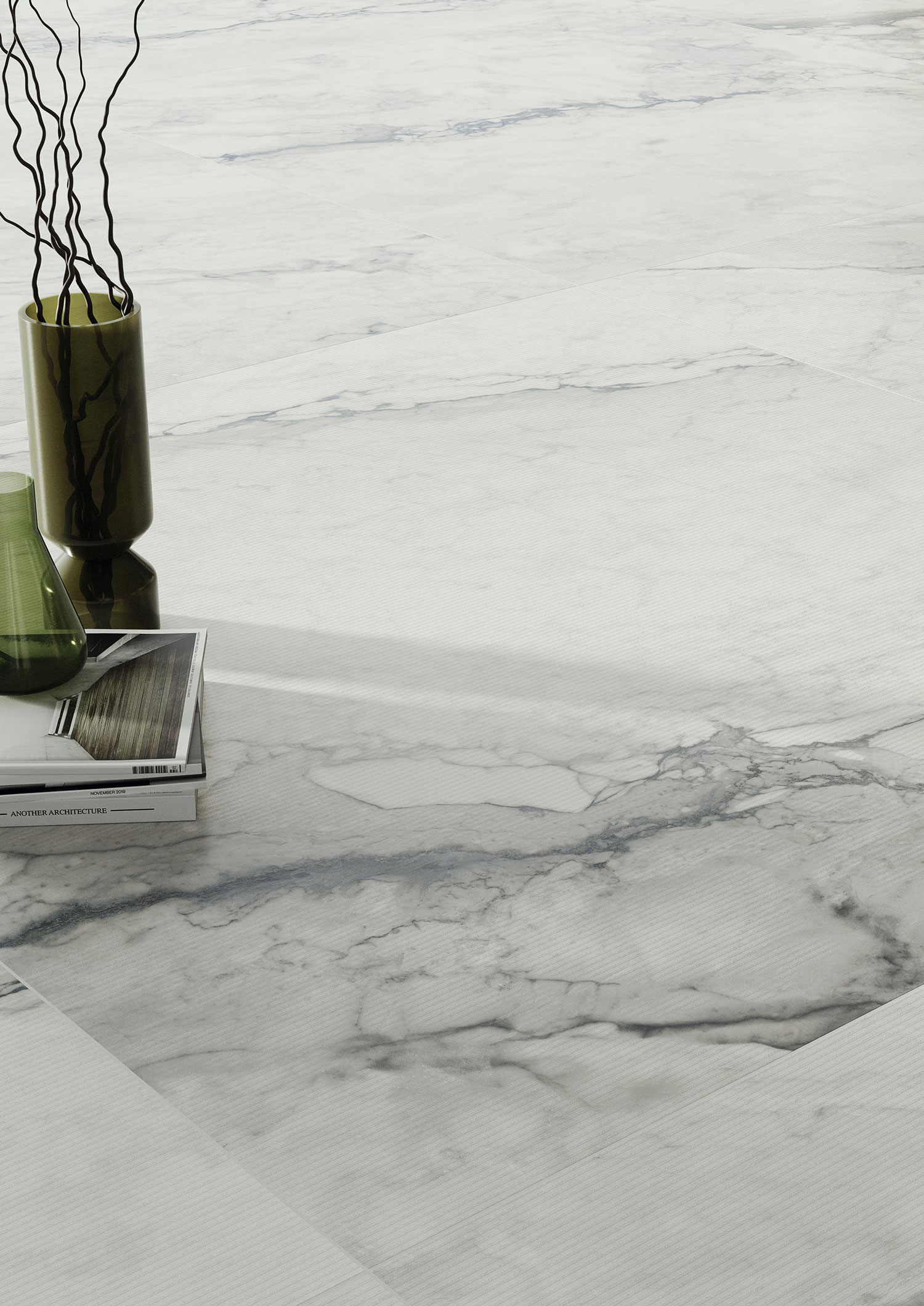 大理石紋大板磚卡帕白應用於地面設計