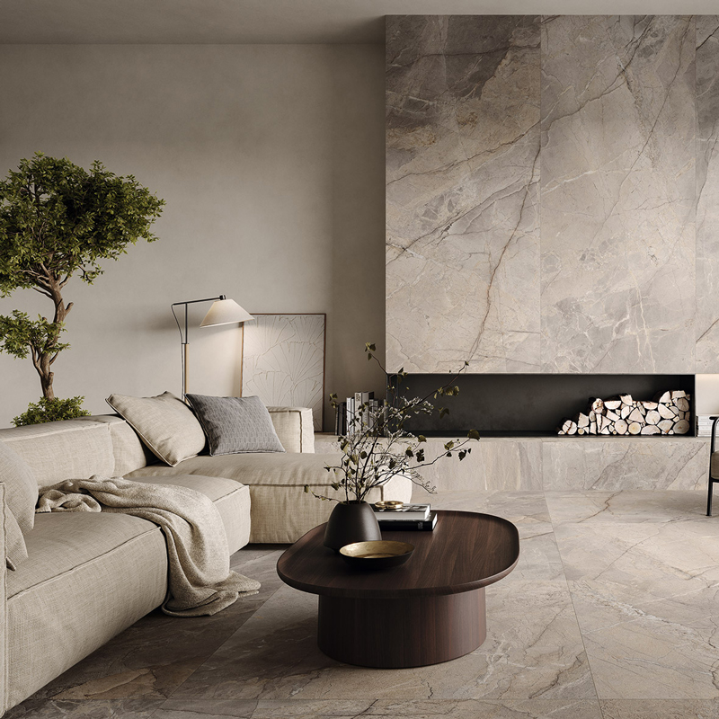 柏斯科灰 石紋薄大板｜義大利120×278×0.6石英｜霧面灰色地壁