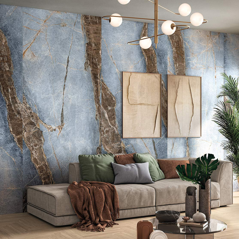 秘嶼藍 石紋薄大板磚 | 義大利進口120×278石英磚 | 地壁裝飾首選