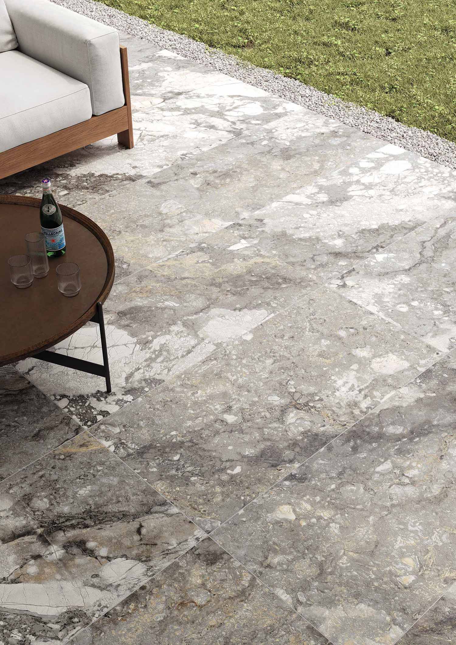 石紋大板磚冰川灰應用於室外地面設計