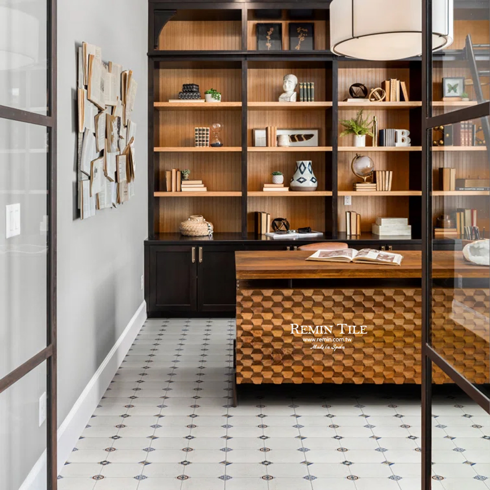復古磚 波斯卡｜類八角磚 白/棕色｜西班牙進口58×58㎝