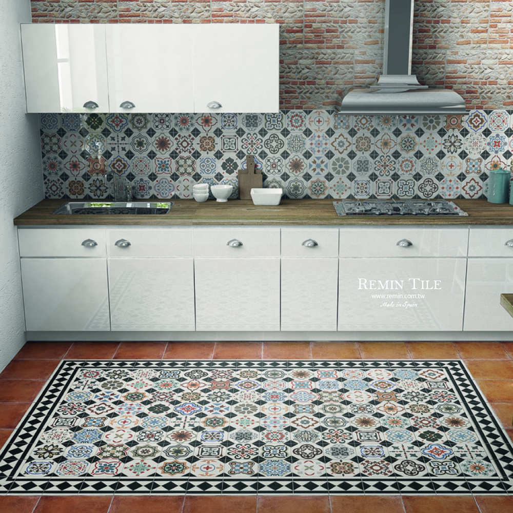 萬花筒 古典造型磚 類八角花磚｜西班牙進口石英磚｜餐廳復古地磚