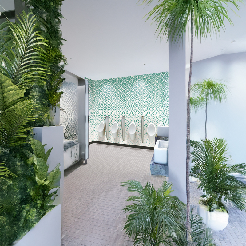 馬賽克 浪花漸層 綠白 廁所壁磚