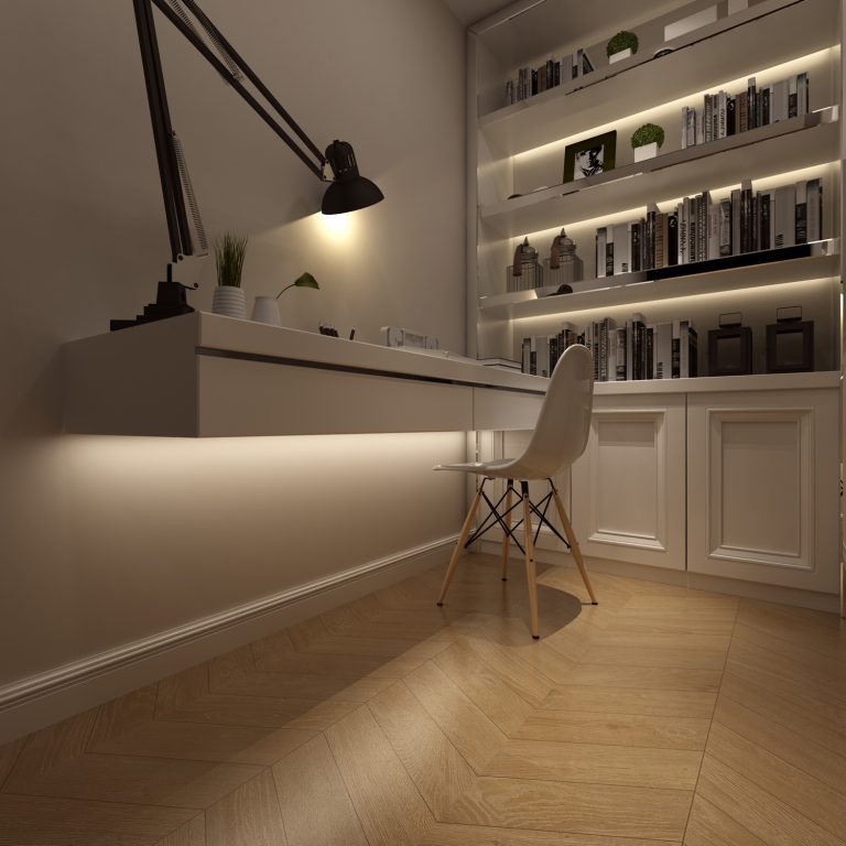 箭型拼貼木紋磚 詩肯 棕色 書房地磚