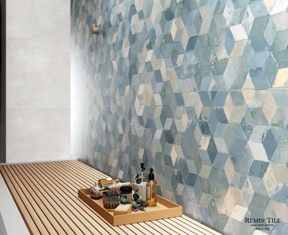 清水模磚 花磚 烏菲茲 衛浴壁磚 藍色