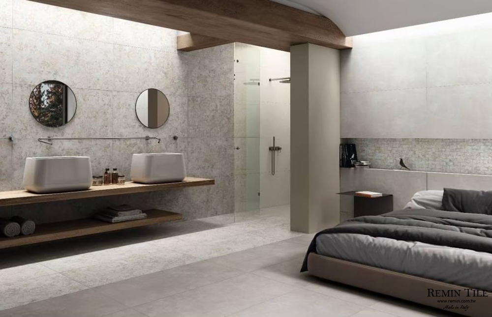 清水模磚 花磚 烏菲茲 衛浴壁磚 衛浴地磚 臥室壁磚 臥室地磚 白色 棕色