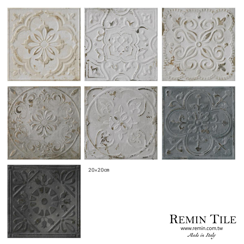 立體花磚 杜樂麗 20×20 壁磚 義大利 混色
