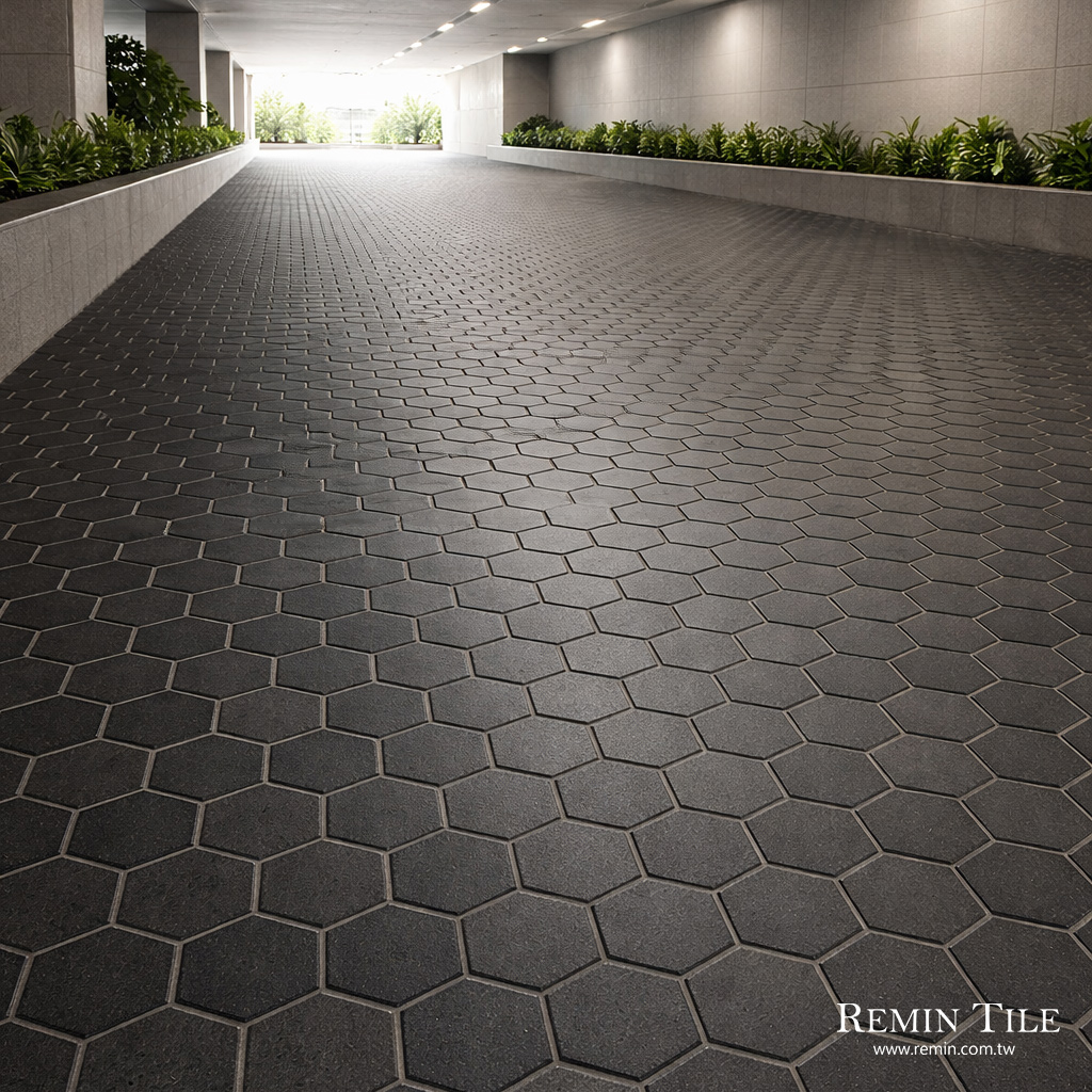 六角車步道防滑磚 平面｜花崗耐磨防滑磚｜停車場/斜坡/戶外地坪專用