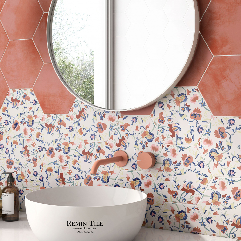 六角磚 樂珮｜西班牙進口19.8×22.8花磚｜浴室/廚房設計首選