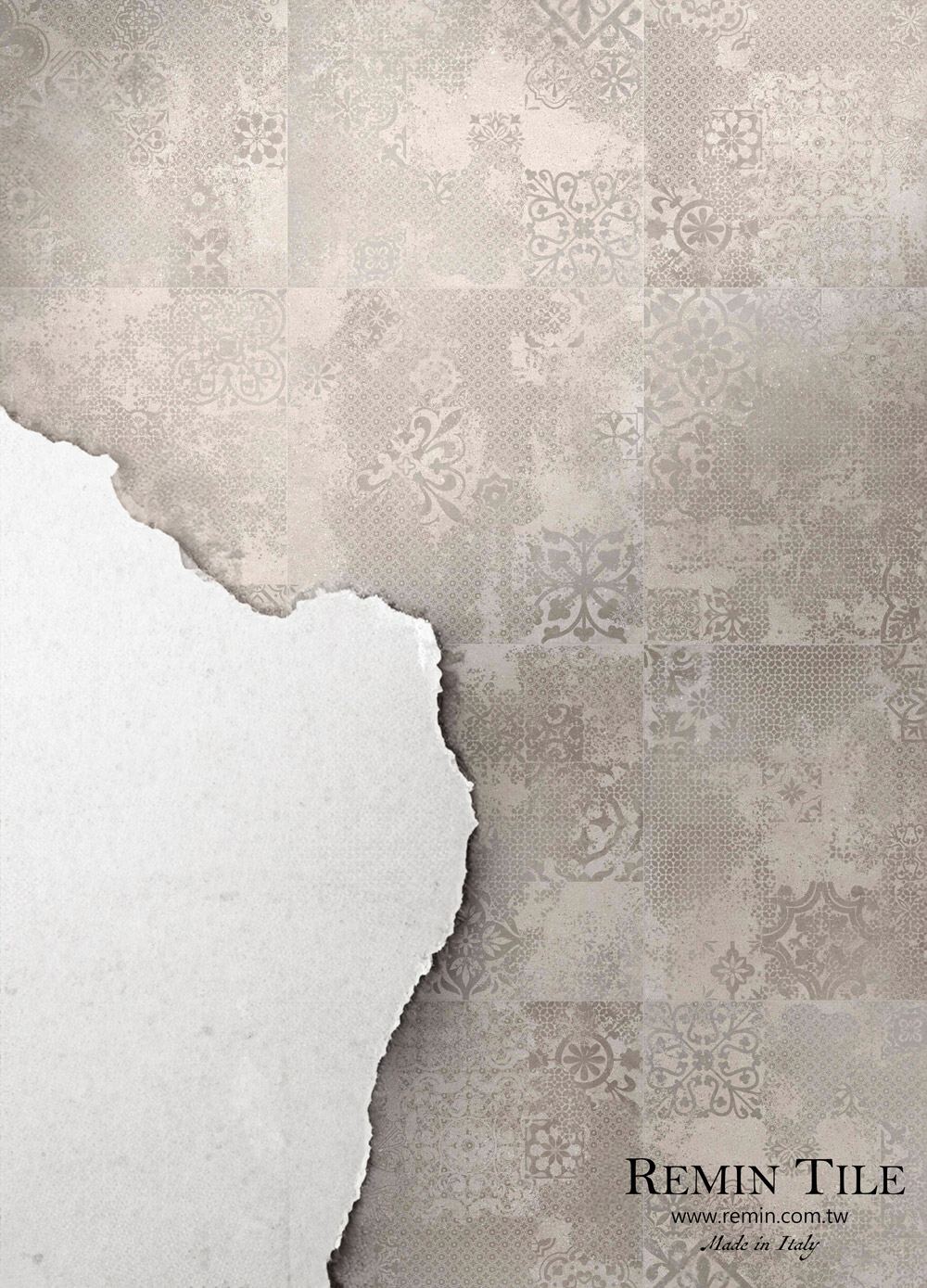 薄大板清水模花磚 蒙田大道 60*60 客廳壁磚