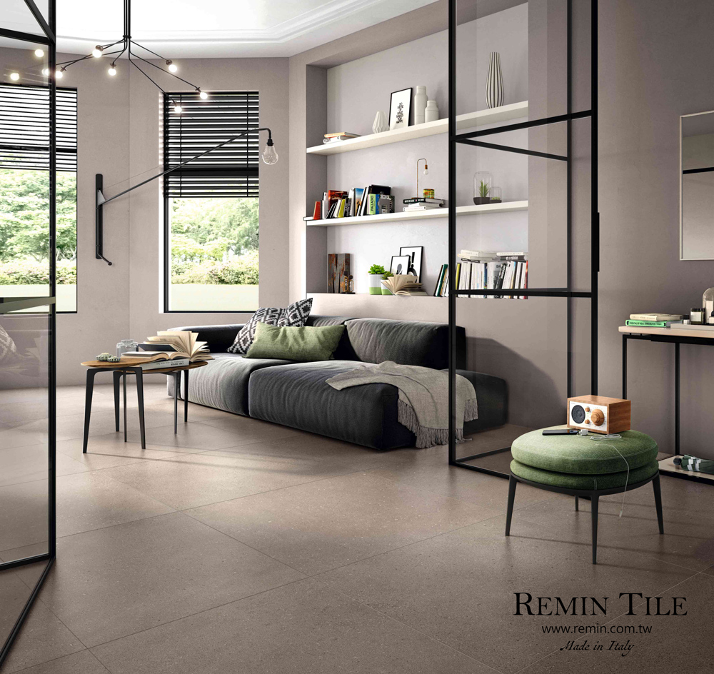 薄大板清水模花磚 蒙田大道 120*120 客廳壁磚