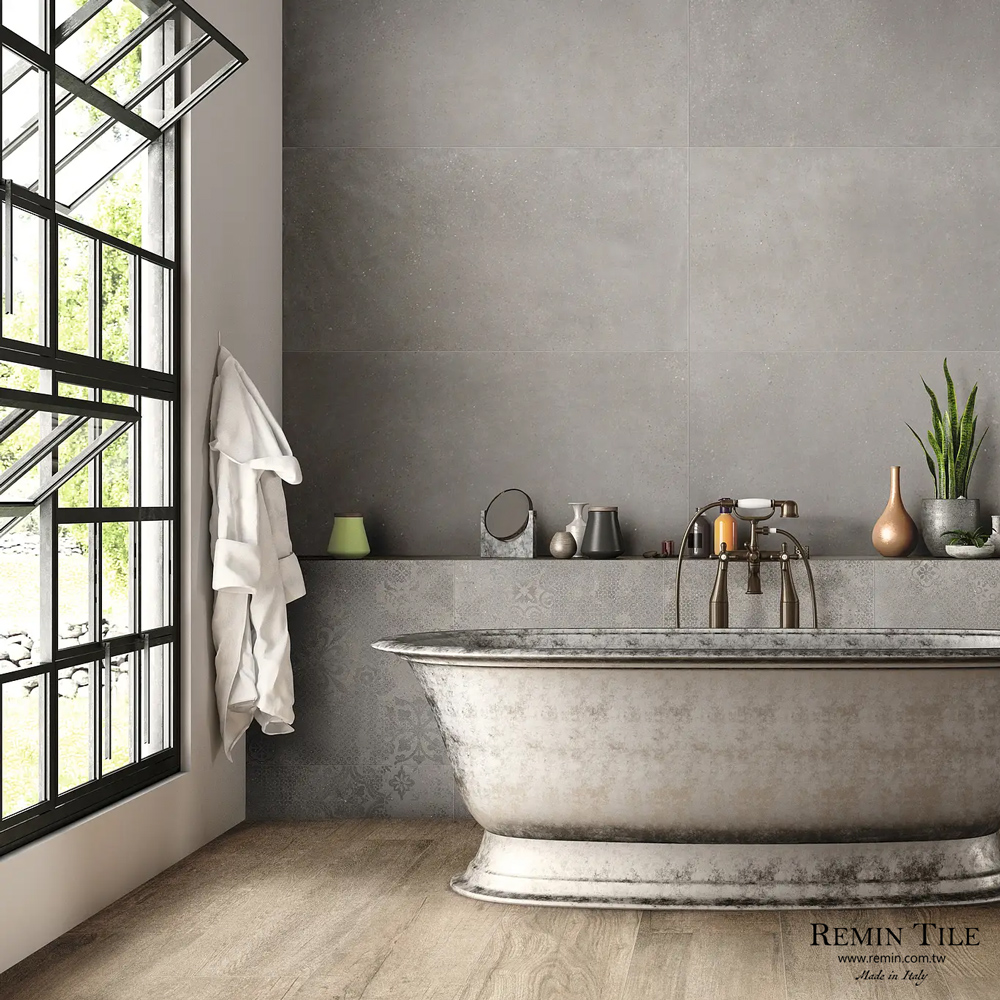 薄大板清水模花磚 蒙田大道｜義大利 120×120 60×60 石英通體磚