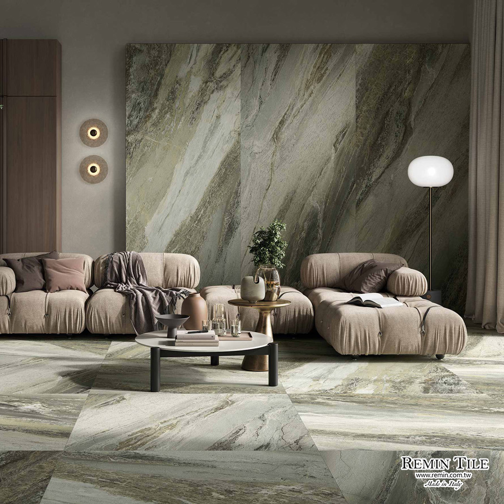 愛爾蘭綠 石紋薄大板｜義大利120×278cm 石英｜豪宅地壁亮霧面