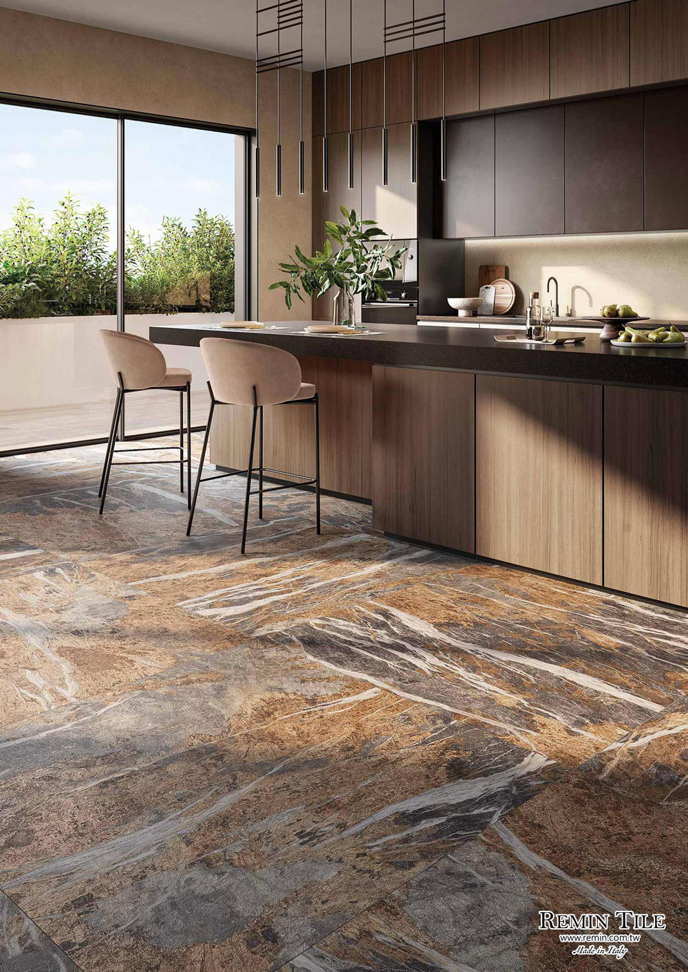 石紋薄大板磚 布魯棕 120*278 60*120 廚房地磚 餐廳地磚 義大利製