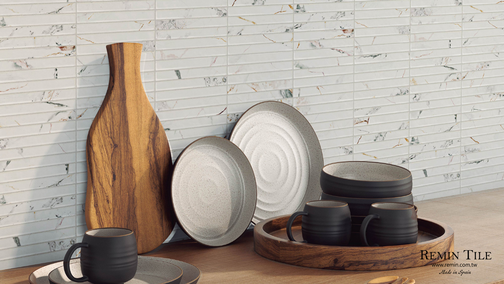 細版石紋磚 琉璃光姬 窯變類馬賽克 35×35 浴室壁磚 西班牙 白色 大理石紋