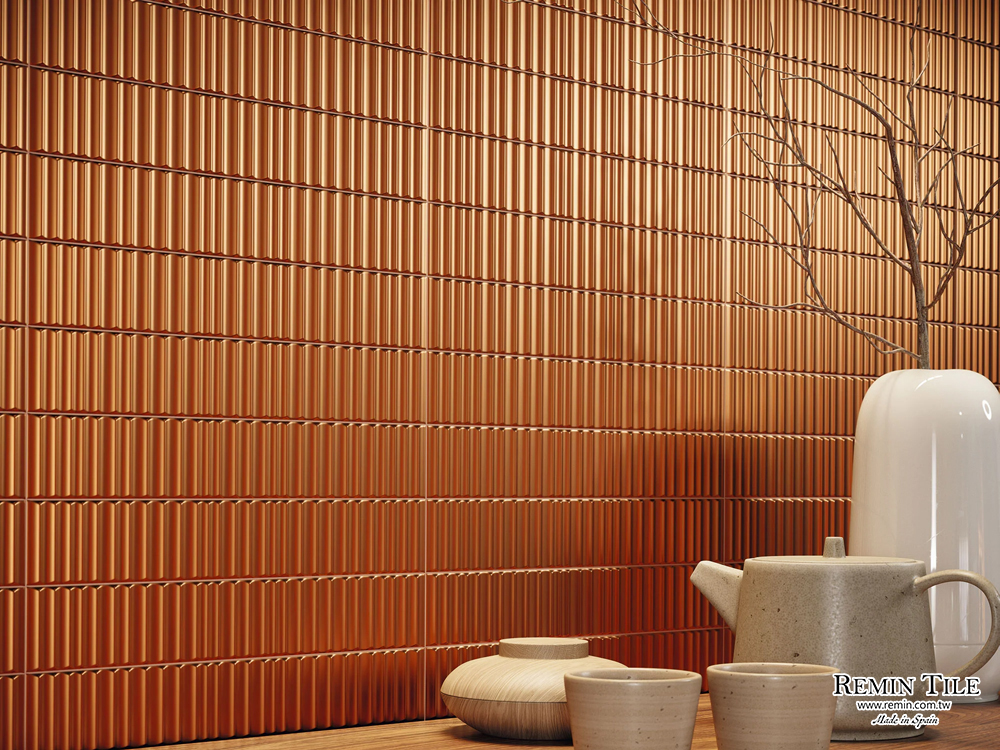 金屬磚 金磚 曜金 立體 造型 壁磚 銅色 客廳壁磚 尊貴 5*30