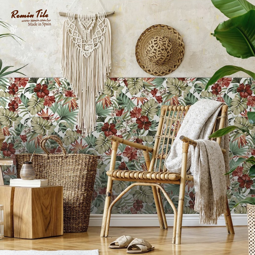 六角花磚 玉妍｜西班牙進口23×27石英磚｜扶桑花 Hibiscus