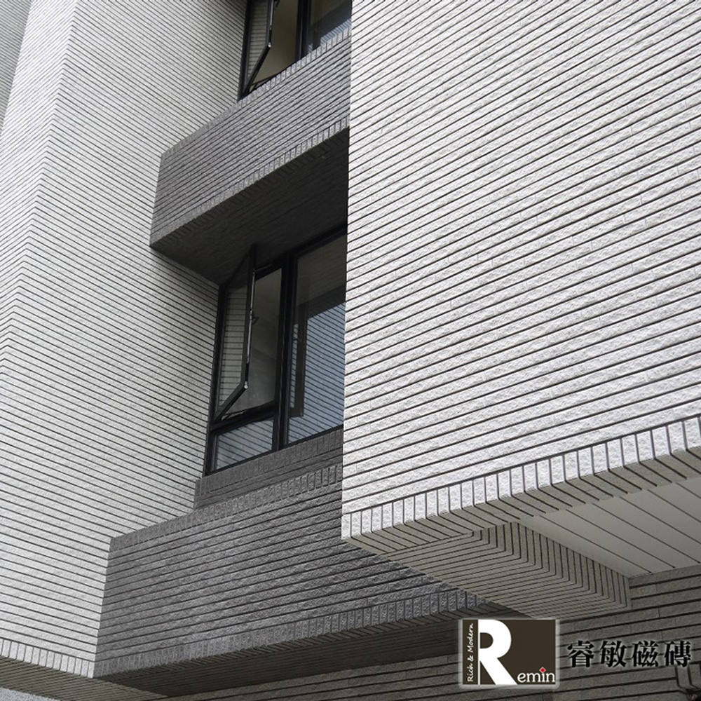 窯燒外牆-灰白2色｜國產6×21石英磚｜耐候防水外牆磁磚庭院圍牆