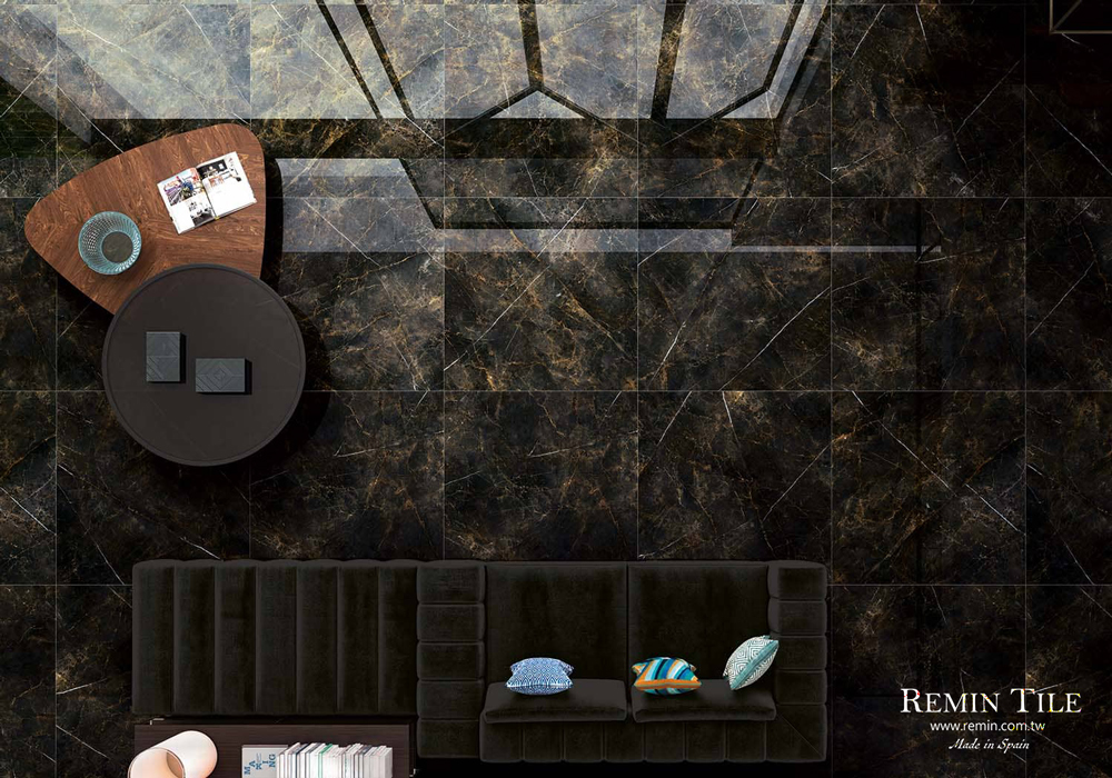 亮面大理石紋磚 高更 60×120 西班牙 客廳地磚 黑色