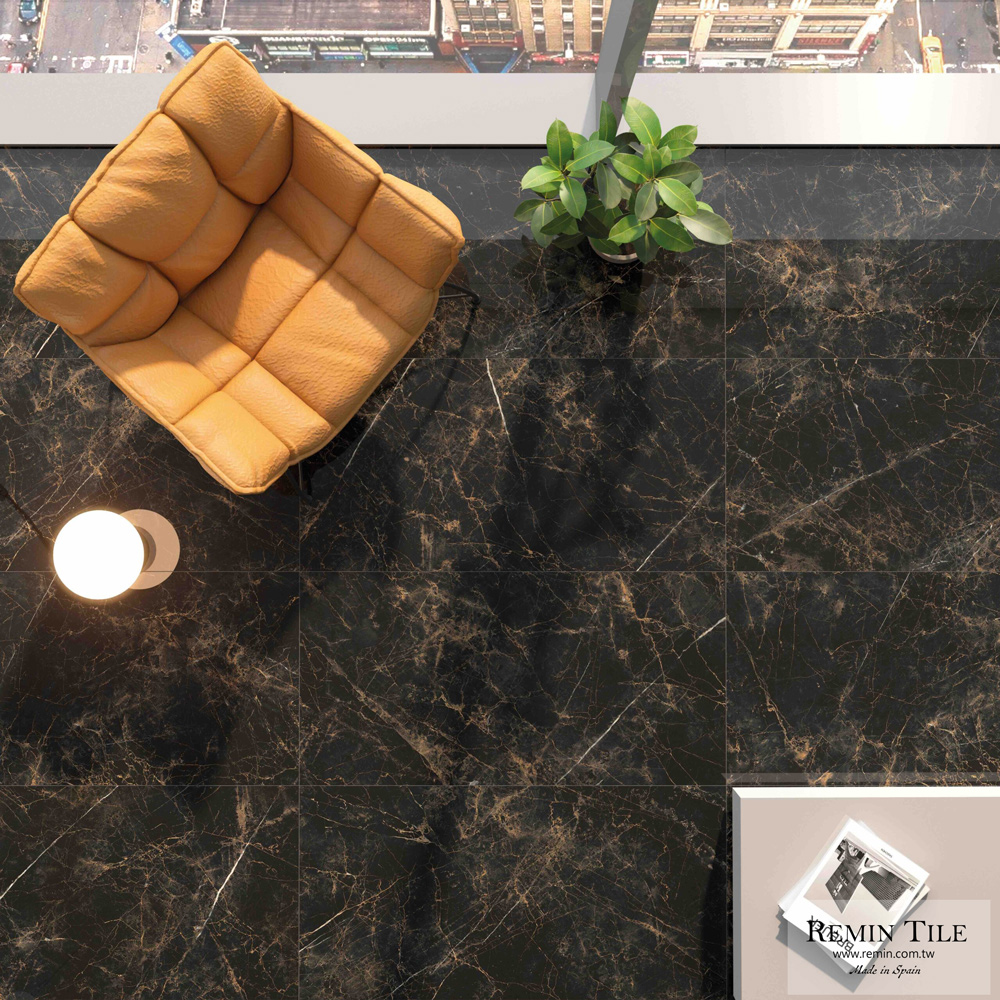 亮面大理石紋磚 高更 60×120 西班牙 客廳地磚 黑色